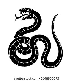 Ilustração vetorial de cobra heráldica em estilo de silhueta preta.
