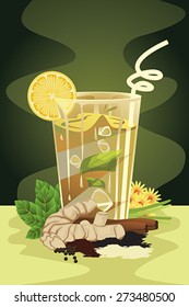 A vector illustration of herbal drink