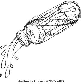 Ilustración vectorial del extracto de hierbas o del perfume en el frasco. Doodles. Esbozo. Grabando. Ilustración dibujada a mano.