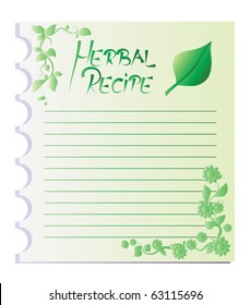 vector illustration, herbal recipe notepad, banner concept.