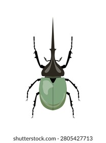 Vector illustration of a hercules beetle. Exotic horn insect isolated on white background.