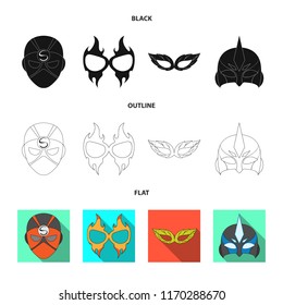 Vector illustration of hero and mask icon. Set of hero and superhero vector icon for stock.