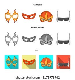 Vector illustration of hero and mask icon. Set of hero and superhero vector icon for stock.