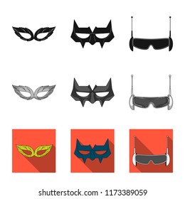 Vector illustration of hero and mask icon. Set of hero and superhero vector icon for stock.