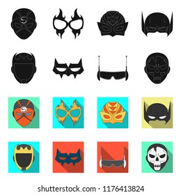 Vector illustration of hero and mask icon. Set of hero and superhero stock vector illustration.