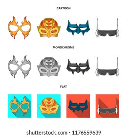 Vector illustration of hero and mask icon. Collection of hero and superhero vector icon for stock.