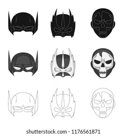 Vector illustration of hero and mask icon. Set of hero and superhero stock symbol for web.