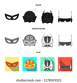 Vector illustration of hero and mask icon. Set of hero and superhero stock symbol for web.