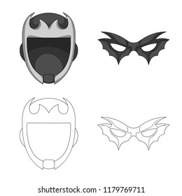 Vector illustration of hero and mask icon. Collection of hero and superhero vector icon for stock.