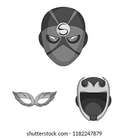 Vector illustration of hero and mask icon. Set of hero and superhero vector icon for stock.