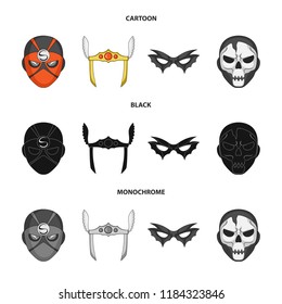 Vector illustration of hero and mask icon. Set of hero and superhero vector icon for stock.