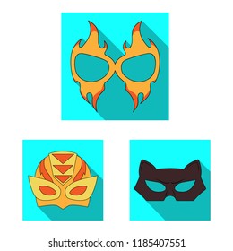 Vector illustration of hero and mask icon. Set of hero and superhero stock symbol for web.