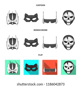 Vector illustration of hero and mask icon. Set of hero and superhero stock vector illustration.