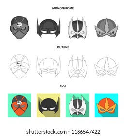 Vector illustration of hero and mask icon. Collection of hero and superhero vector icon for stock.