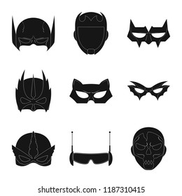 Vector illustration of hero and mask icon. Collection of hero and superhero vector icon for stock.
