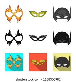 Vector illustration of hero and mask icon. Set of hero and superhero stock symbol for web.
