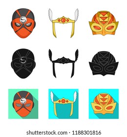 Vector illustration of hero and mask icon. Collection of hero and superhero vector icon for stock.