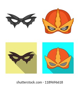 Vector illustration of hero and mask icon. Set of hero and superhero vector icon for stock.