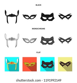Vector illustration of hero and mask icon. Set of hero and superhero stock symbol for web.