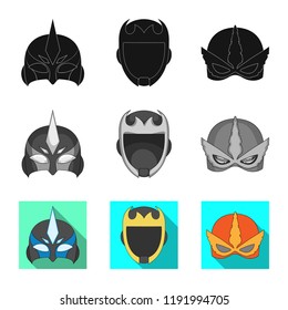 Vector illustration of hero and mask icon. Collection of hero and superhero vector icon for stock.