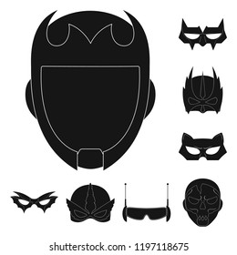 Vector illustration of hero and mask icon. Set of hero and superhero vector icon for stock.