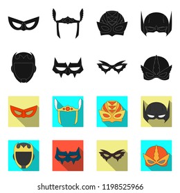 Vector illustration of hero and mask icon. Set of hero and superhero vector icon for stock.