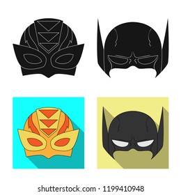 Vector illustration of hero and mask icon. Set of hero and superhero stock symbol for web.