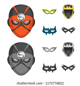 Vector illustration of hero and mask logo. Collection of hero and superhero stock symbol for web.