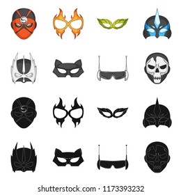 Vector illustration of hero and mask logo. Set of hero and superhero stock symbol for web.