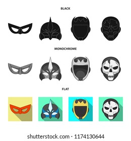 Vector illustration of hero and mask logo. Collection of hero and superhero stock symbol for web.