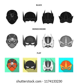 Vector illustration of hero and mask logo. Set of hero and superhero vector icon for stock.