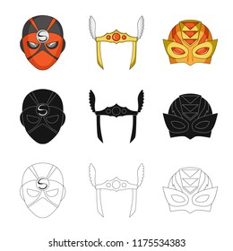 Vector illustration of hero and mask logo. Set of hero and superhero stock symbol for web.