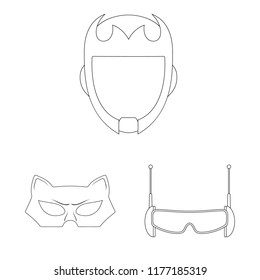 Vector illustration of hero and mask logo. Collection of hero and superhero stock vector illustration.