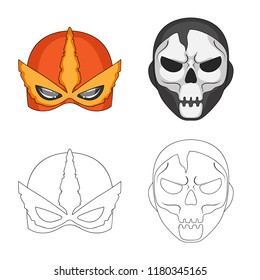Vector illustration of hero and mask logo. Collection of hero and superhero stock vector illustration.