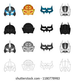 Vector illustration of hero and mask logo. Set of hero and superhero vector icon for stock.