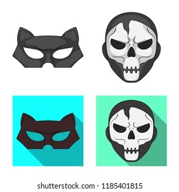 Vector illustration of hero and mask logo. Set of hero and superhero vector icon for stock.