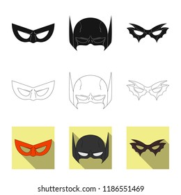 Vector illustration of hero and mask logo. Collection of hero and superhero stock symbol for web.