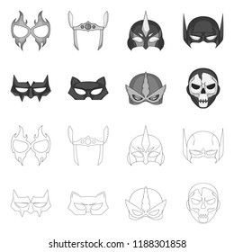 Vector illustration of hero and mask logo. Collection of hero and superhero stock vector illustration.