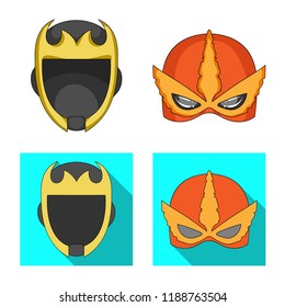 Vector illustration of hero and mask logo. Set of hero and superhero vector icon for stock.