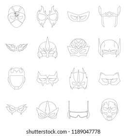 Vector illustration of hero and mask logo. Collection of hero and superhero stock symbol for web.