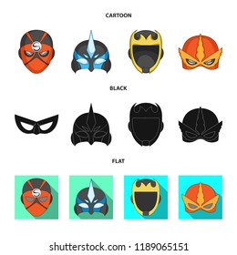 Vector illustration of hero and mask logo. Collection of hero and superhero stock vector illustration.