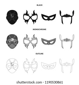 Vector illustration of hero and mask logo. Collection of hero and superhero vector icon for stock.
