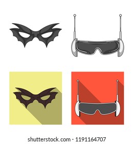 Vector illustration of hero and mask logo. Collection of hero and superhero stock symbol for web.