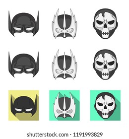 Vector illustration of hero and mask logo. Collection of hero and superhero vector icon for stock.