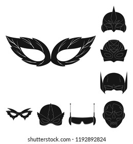 Vector illustration of hero and mask logo. Set of hero and superhero stock vector illustration.
