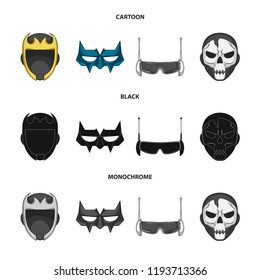 Vector illustration of hero and mask logo. Collection of hero and superhero stock symbol for web.