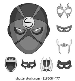 Vector illustration of hero and mask logo. Set of hero and superhero vector icon for stock.