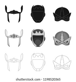 Vector illustration of hero and mask logo. Set of hero and superhero vector icon for stock.