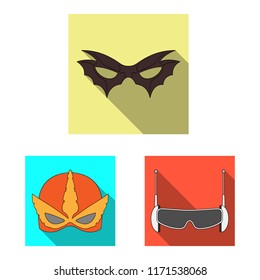 Vector illustration of hero and mask sign. Collection of hero and superhero stock vector illustration.