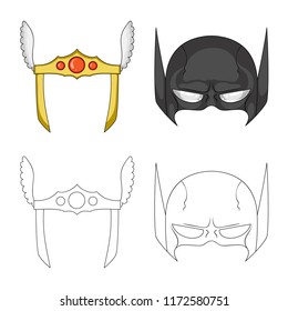 Vector illustration of hero and mask sign. Collection of hero and superhero stock symbol for web.